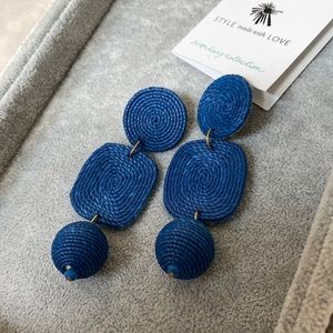 NWT Noonday Collection Royal Raffia Earrings, Indigo